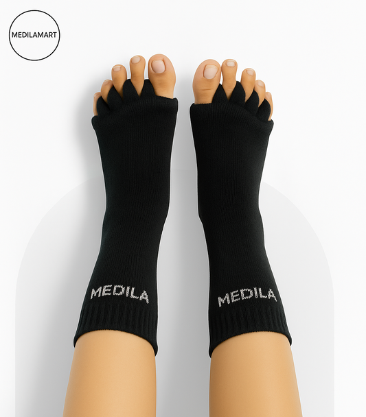 MediℓaMart™- Foot Alignment Socks - Bunion, Diabetic Neuropathy & Heal Pain Relief - Black