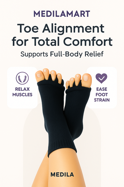 MediℓaMart™- Foot Alignment Socks - Bunion, Diabetic Neuropathy & Heal Pain Relief - Black
