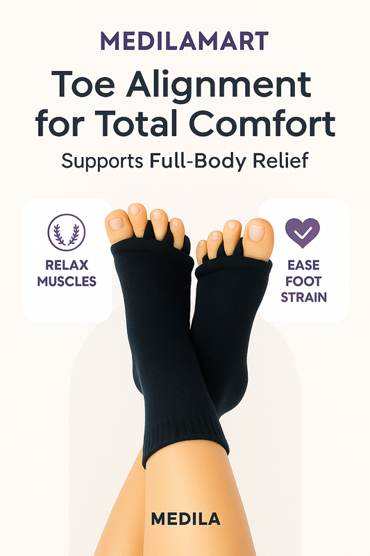 MediℓaMart™- Foot Alignment Socks - Bunion, Diabetic Neuropathy & Heal Pain Relief - Black