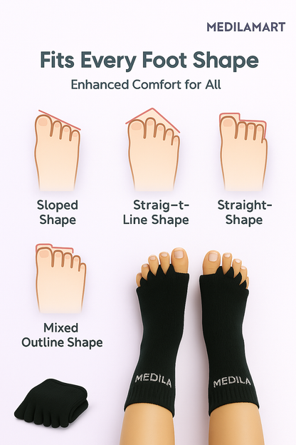 MediℓaMart™- Foot Alignment Socks - Bunion, Diabetic Neuropathy & Heal Pain Relief - Black